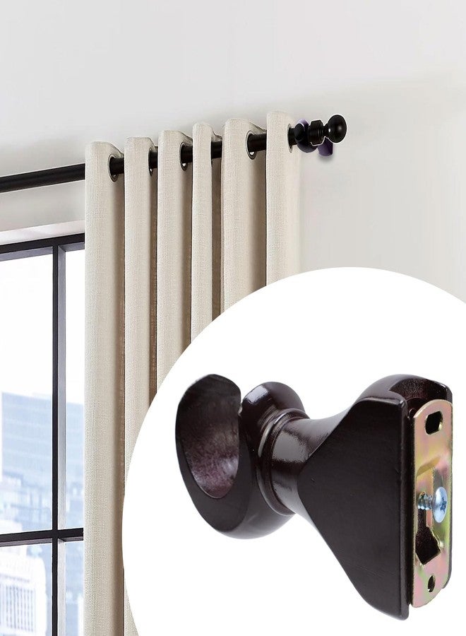 Risbay 4Pcs Wood Curtain Rod Brackets,1-3/8in(35mm) Diameter Support Bracket,Wooden Window Curtain Hooks for Curtain Rod,Brown - Image 4